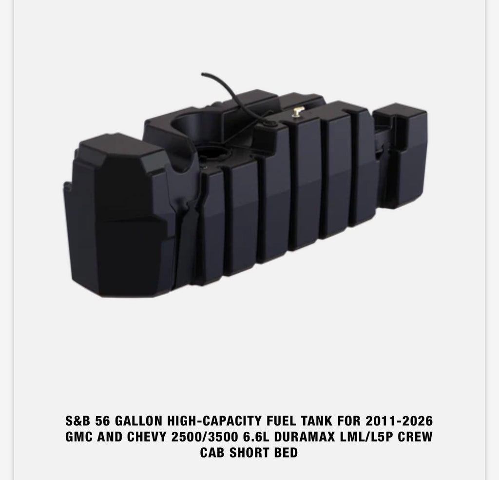 S&B HIGH-CAPACITY FUEL TANK FOR  CHEVY SILVERADO/GMC SIERRA 2500 3500 CREW CAB
